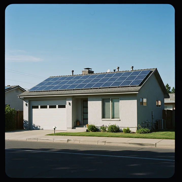 Casa com sistema de energia solar instalado